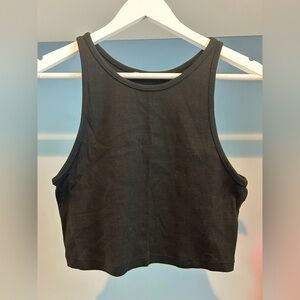 Zara black ribbed tank top. Cropped styling. Size large. Never worn!